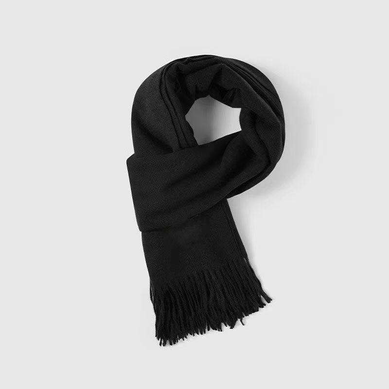 T054 solid color wool scarf female autumn and winter new Korean version all-match warm shawl neck tassel student thickening