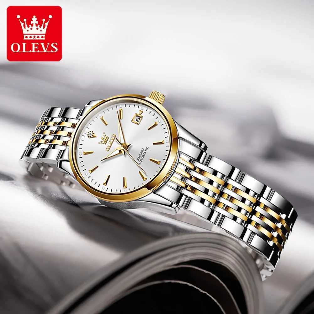 OLEVS Automatic Mechanical Womens Date Waterproof Luminous Stainless Steel Luxury Elegant Bracelet Womens Set Gift W250104