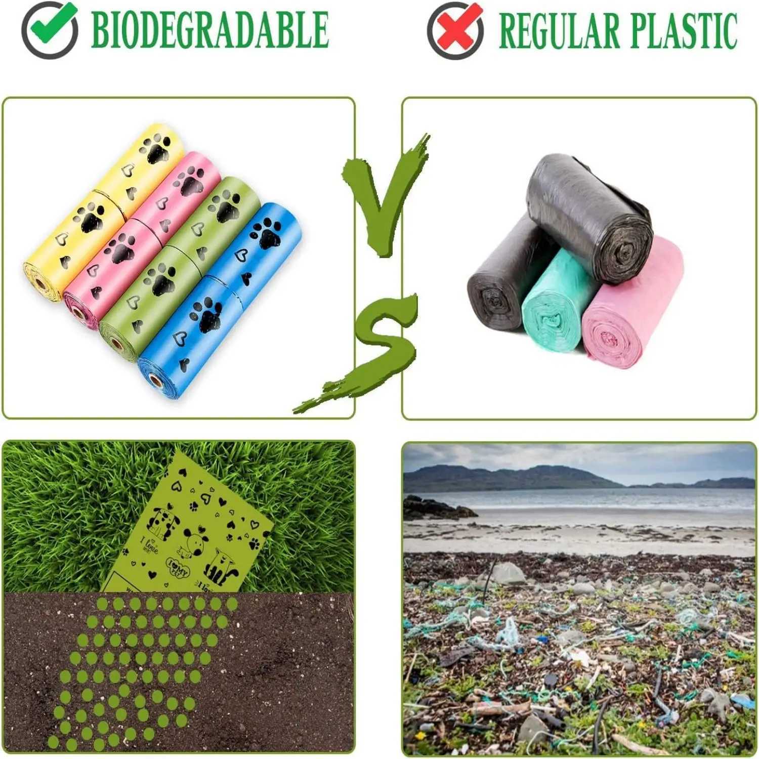 Biodegradable environmentally friendly dog poop bags leak-proof durable and portable pet waste bag filling rolls for both indooXJ250104