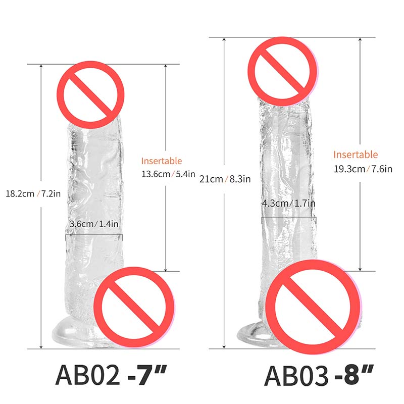 Crystal Realistic Dildo For Women 7 inch 8 inch Big Crystal Penis Jelly Dildo Sex Toys for Female