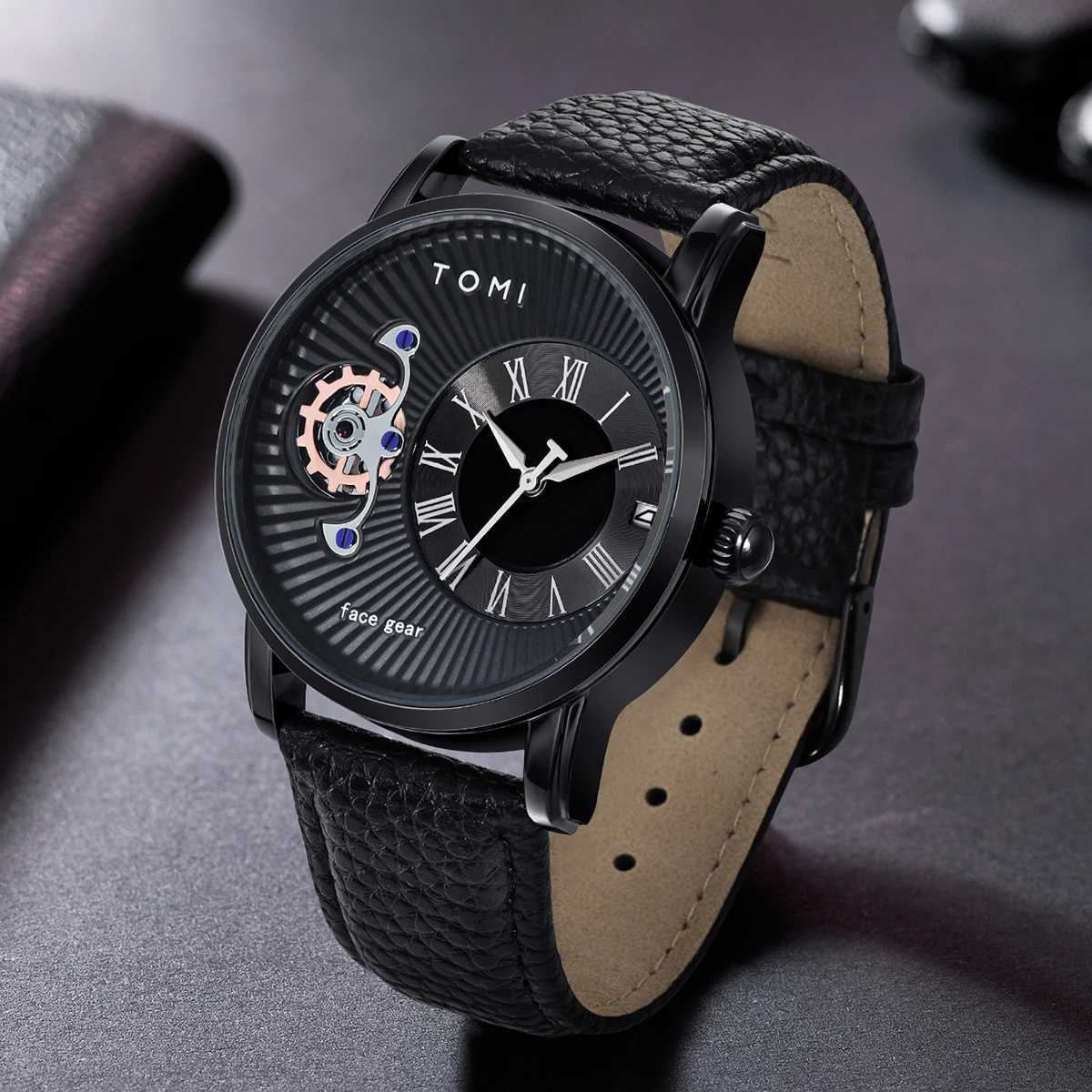 TOMI Classic Minimalt Mens Gift Set Luxury Business Mens Leisure Quartz Round Large Dial Quartz Gift W250104