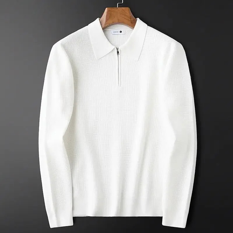 Knitted mens sportswear mens long sleeved polo T-shirt original Xxl 90s retro Korean leading Xl zipper 250103