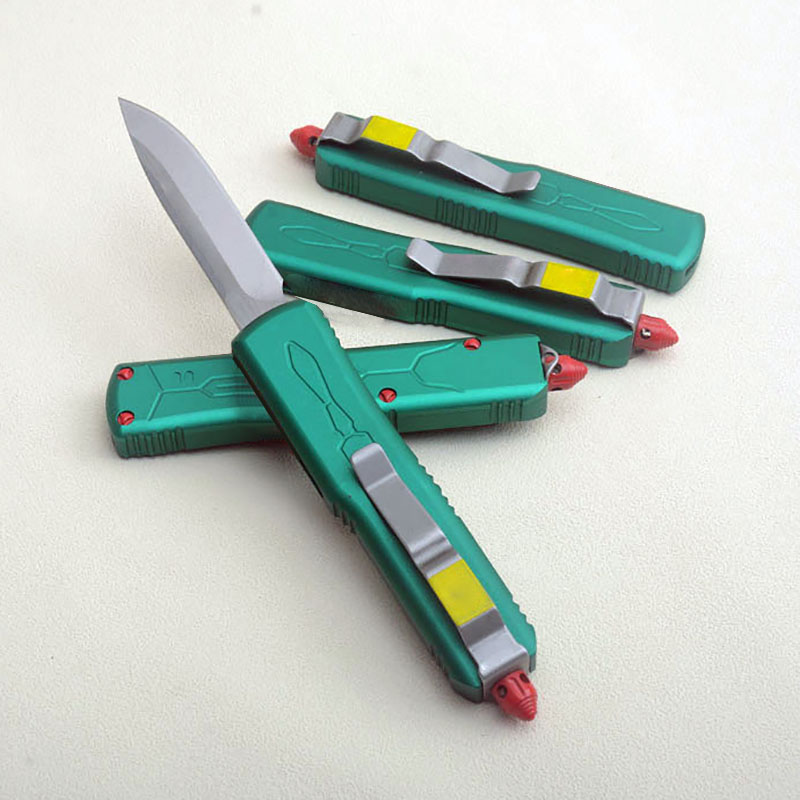 High End 7301 Tactical Knife D2 Stone Wash Blade Green Aviation Aluminum Handle Outdoor EDC Pocket Knives with Nylon Bag and Repair Tool