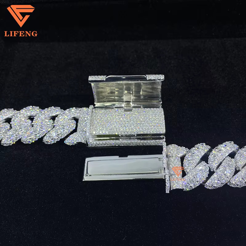 Custom Made Necklace 20mm Big Stone Cuban k Chain Gra Ice VVS Moissanite White Gold Plated Sier Hip Hop Men Jewelry Hip-hop necklace