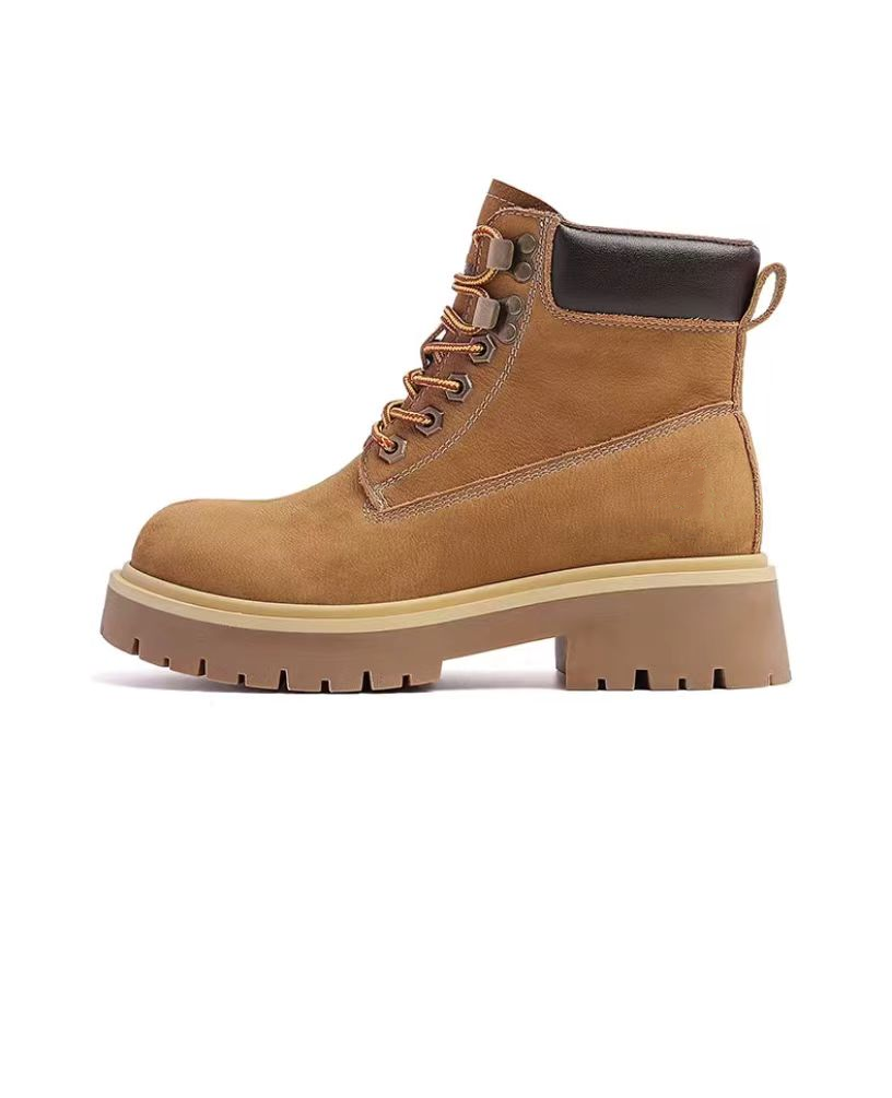 Versatile Men's and Women's Cowhide Riding Boots - Large Yellow Black Design with Comfortable Thick Sole and Convenient