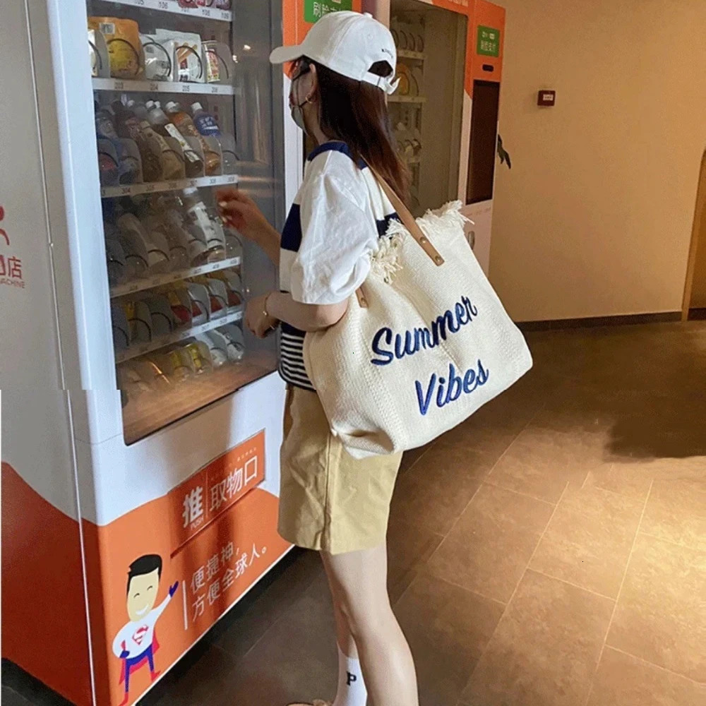 Canvas Women Handbags Large Tote Beach Bag Shopping Bags Underarm Shoulder Bag For Female Casual Top-Handle Bags 250102