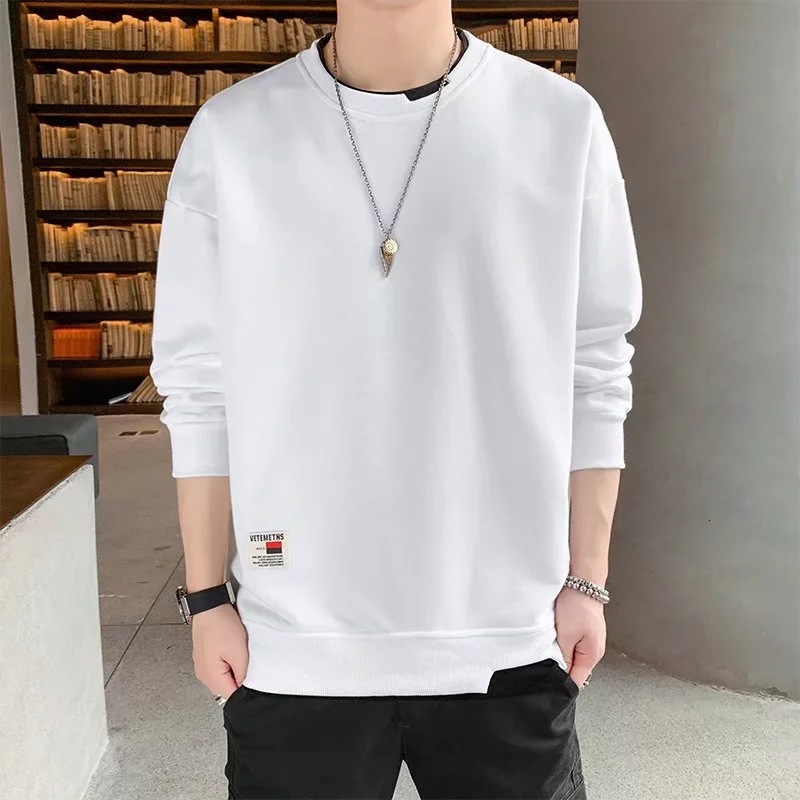 Autumn and winter hoodie mens Korean version loose round neck fake two-piece velvet long sleeved trendy versatile top trendy and fashionable for men