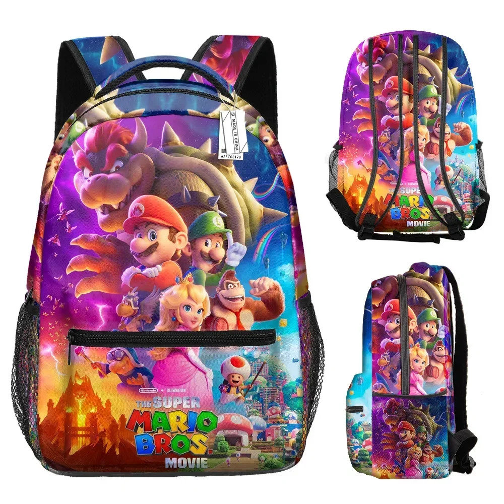 Marioed Super Mario Large Capacity School Bag Fully Printed Fashion Backpack Birthday Gift Mochila
