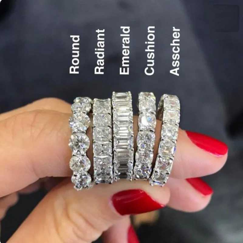 925 SILVER PAVE SETTING FULL SQUARE Simulated Diamond CZ ETERNITY BAND ENGAGEMENT WEDDING Stone Rings Size 56789101112XJ250104