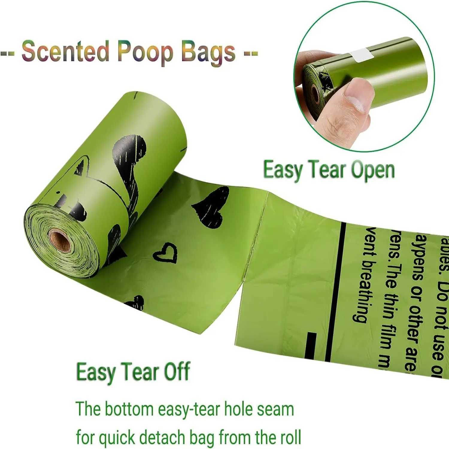 Biodegradable environmentally friendly dog poop bags leak-proof durable and portable pet waste bag filling rolls for both indooXJ250104