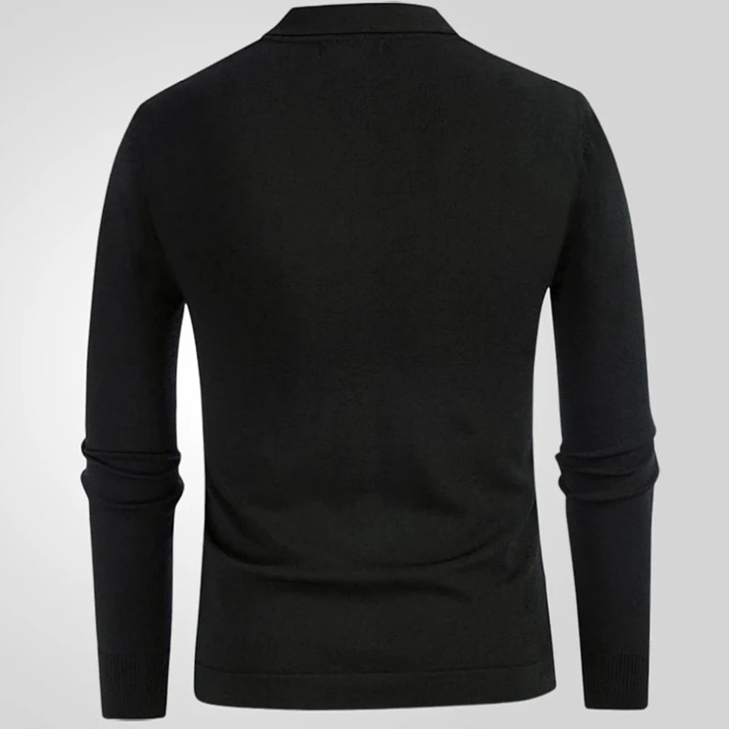 Mens Spring Clothing Business Knitted Polo Shirt Casual Button Long Sleeve Retro Fashion Patch Work Knitted M-3XL 2025 Style 250103