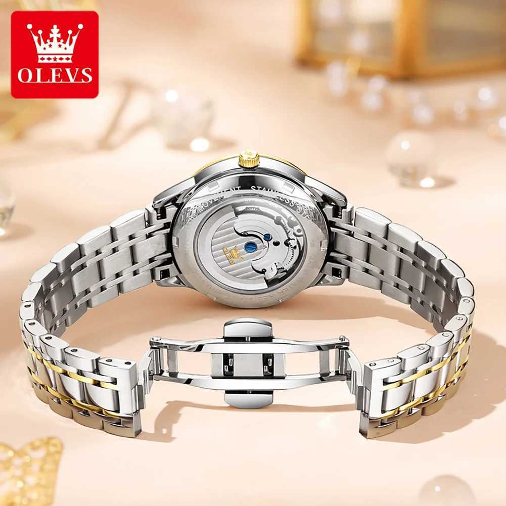 OLEVS Womens Luxury Touillon Style Original Automatic Mechanical Womens Waterproof Luminous Women W250104