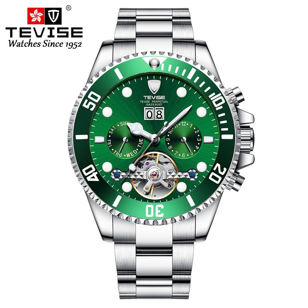 TEVISE Water Ghost Watch for Men Fully Automatic Mechanical Watch Tourbillon Fashion Watch Men T022 T823F