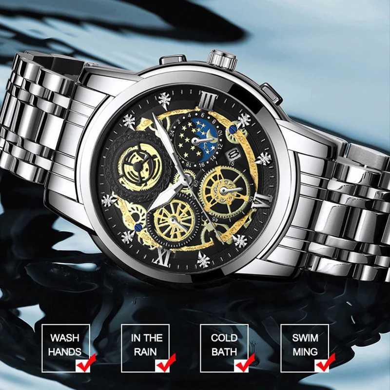 BINBOND B4010 Fashion Casual Quartz Men Stainless Steel Strap Luxury Dial Luminous 30M Waterproof Business Men Wrist W250806