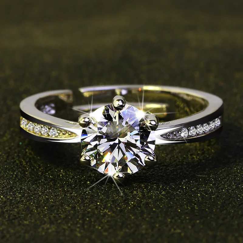 24K Gold 1ct Lab Diamond cz Ring Real 925 sterling silver Engagement Wedding band Rings for Women Men Moissanite Party JewelryXJ250514