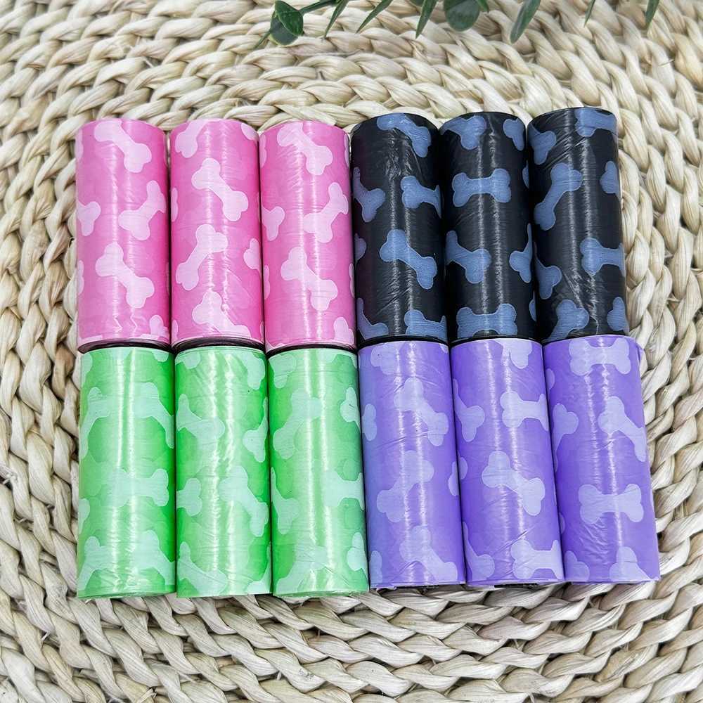 Pet Supplies Dog Poop Bags for Waste Refuse Cleanup Printing Bones Poop biodegradable Bag Outdoor Home Clean Refill Garbage BagXJ250104