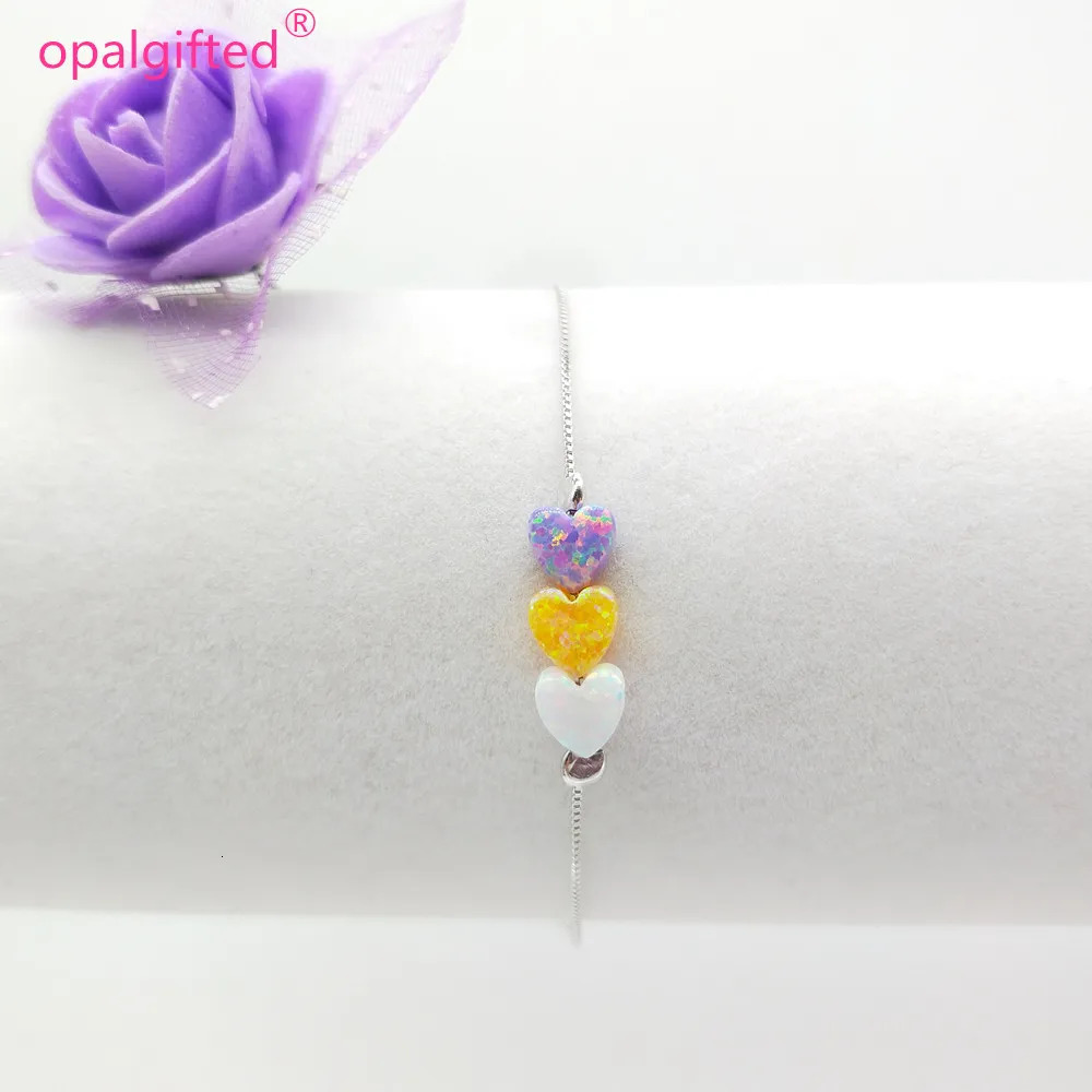 1 piece/batch Free delivery of beautiful 6mm protein stone heart silver 925 bracelet for womens heart opal jewelry used for girls gift sales 250102