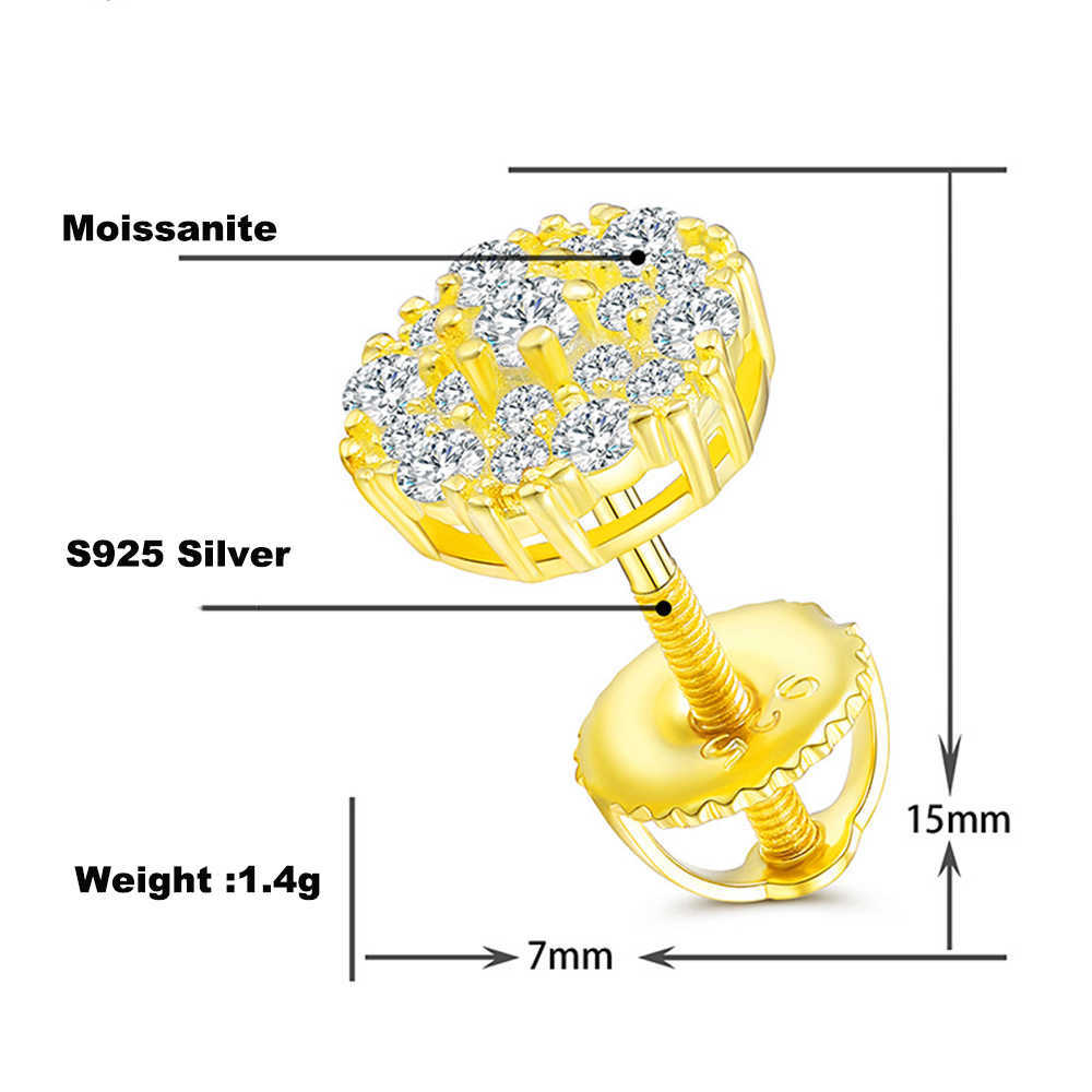 New Arrive S925 Silver Moissanite Earrings For Women Iced Out Ear Studs Pass Tester Hip Hop Jewelry Fashion Moissanite Earrings