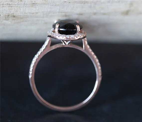 925 Sterling Silver Color Style Womens Natural Black Close Ring Inlaid Zircon Diamond Gemstone Rose Gold Geometric JewelryXJ250104