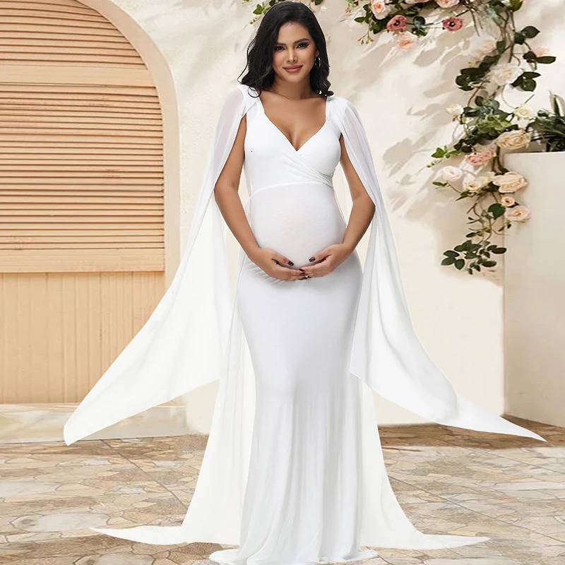 Maternity Long Dress With Shawl Trailing Womens Robe Floating Sleeves for Baby Shower Maternity Po Shoot 250103
