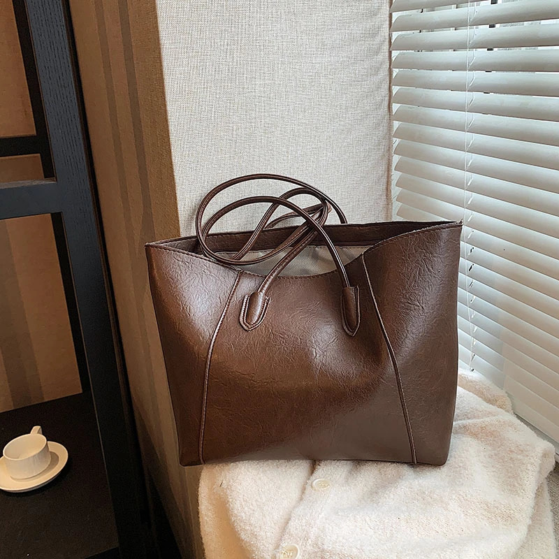 PU Soild Large Capacity Shoulder Bags Casual Classic Tote Bags for Women High Quality Versatile Totalizador 250102