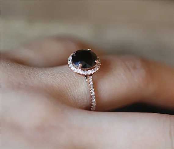 925 Sterling Silver Color Style Womens Natural Black Close Ring Inlaid Zircon Diamond Gemstone Rose Gold Geometric JewelryXJ250104