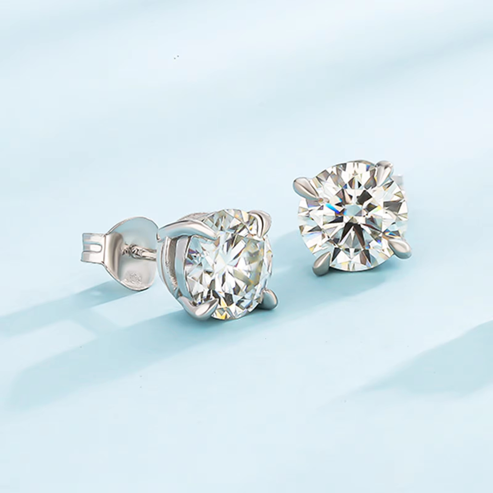 Factory Price VVS Dia Earring Sterg Sier Men Women Jewelry Round Cut GRA Certificate Moissanite Stud Earrings