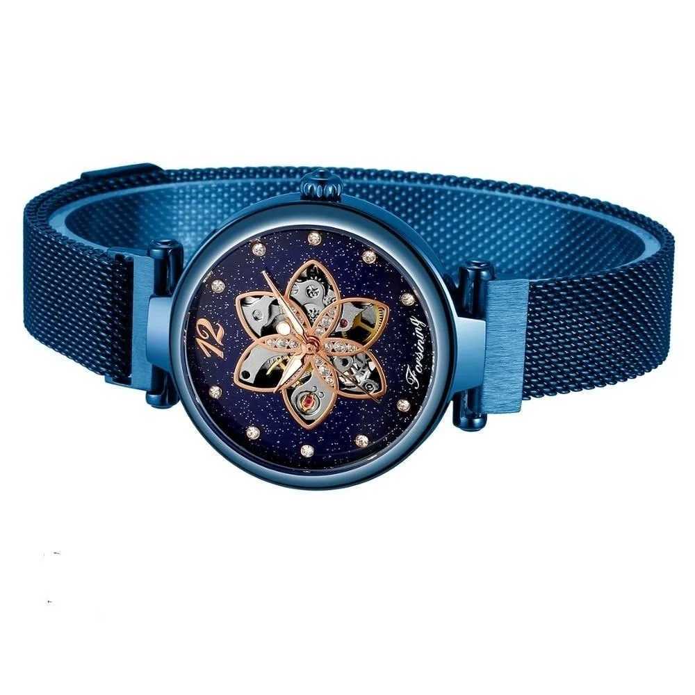 Automatic Womens Diamond Womens Mechanical Wind Blue Steel Strap Wristband W250104