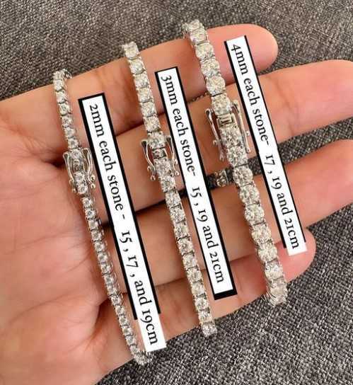 3mm Moissanite Tennis Chain 925 White Gold Plated Pass Diamond Tester VVS Tennis Bracelet