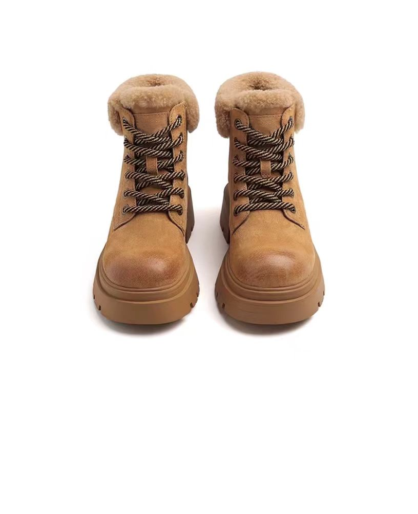 Kick hard canvas patchwork big yellow boots Korean version side zipper thick soled Martin boots casual shoes