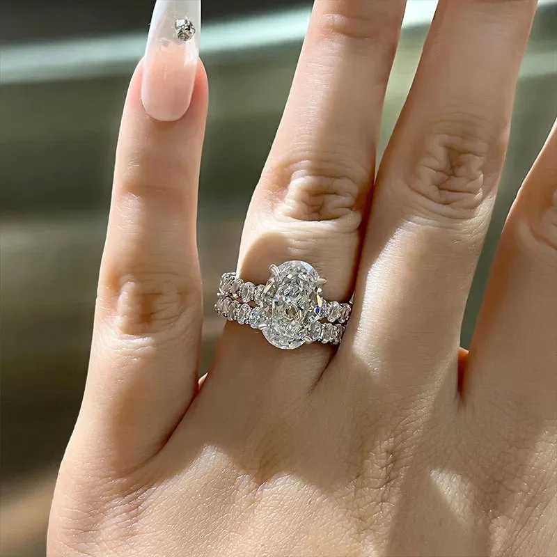 14K White Gold Valuable Lab Diamond Promise Ring Set Engagement Wedding Rings for Women Men Party Jewelry GiftXJ250514