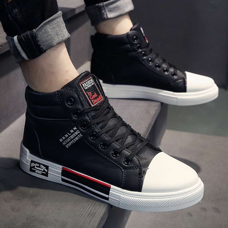 Men's Skateboarding High Top Sneakers Bre athable White Sports Students Street Walking Shoes Chauss ure Homme