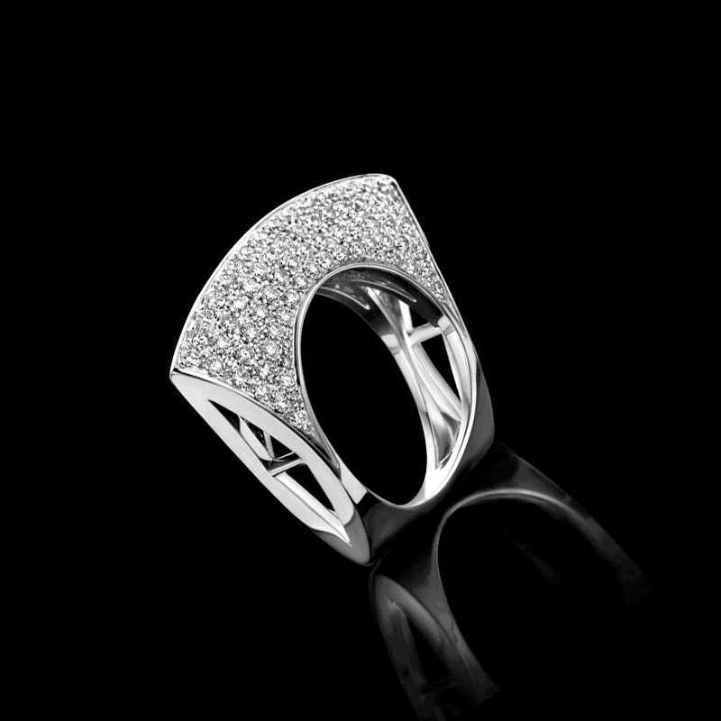 925 Sterling Silver Personality Jewelry Irregular Hollow Out Diamond Ring Ladies Bar Party Jewelry GiftXJ250104