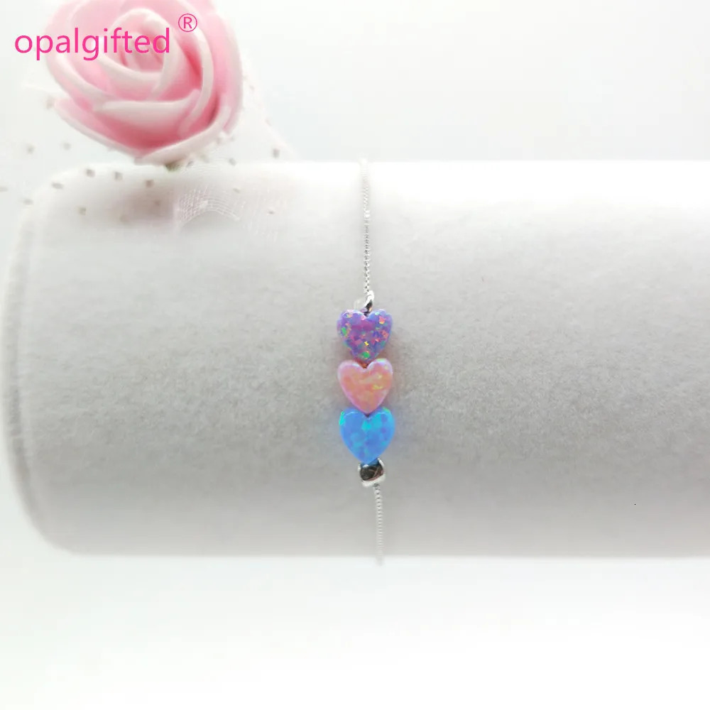 1 piece/batch Free delivery of beautiful 6mm protein stone heart silver 925 bracelet for womens heart opal jewelry used for girls gift sales 250102