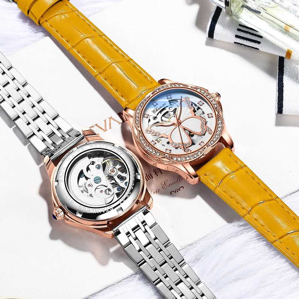 CHENXI New Womens Automatic Luxury Dr Leather Waterproof Womens Wrist Mechanical Quartz Watch W250104