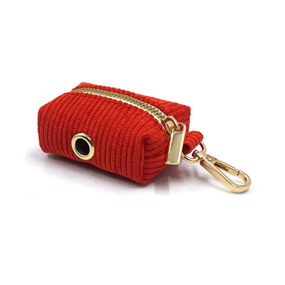 Fashion Corduroy Dog Poop Bag Carrier Cute Dog Poop Bag Dispenser With Gold Metal Zipper Travel Dog Poop Dispenser Eco FriendlyXJ250104