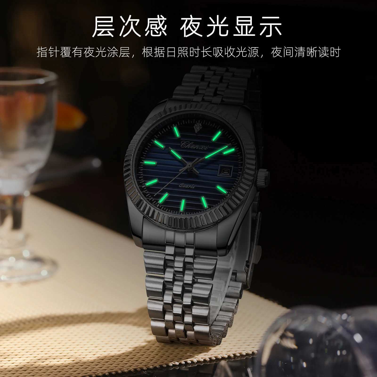 CHENXI 004D Luxury Stainless Steel Mens Waterproof Luminous Date Mens Casual Quartz Mens Watch W250104