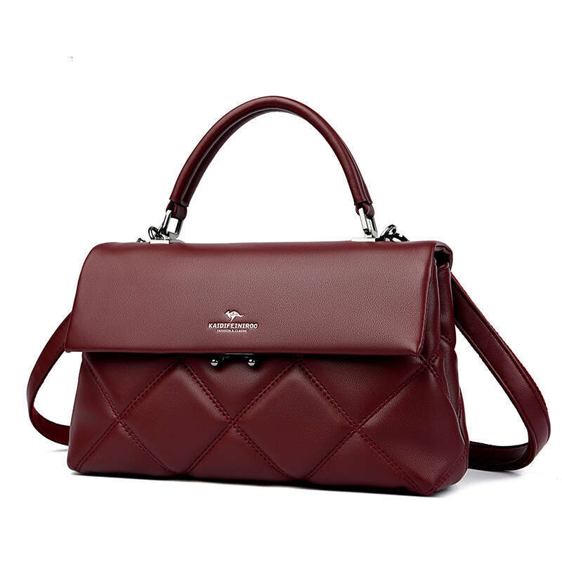 Women's Bags handbag Bag autumn and winter high-end niche handbag new middle-aged lady temperament crossbody diamond grid embroidered thread bag