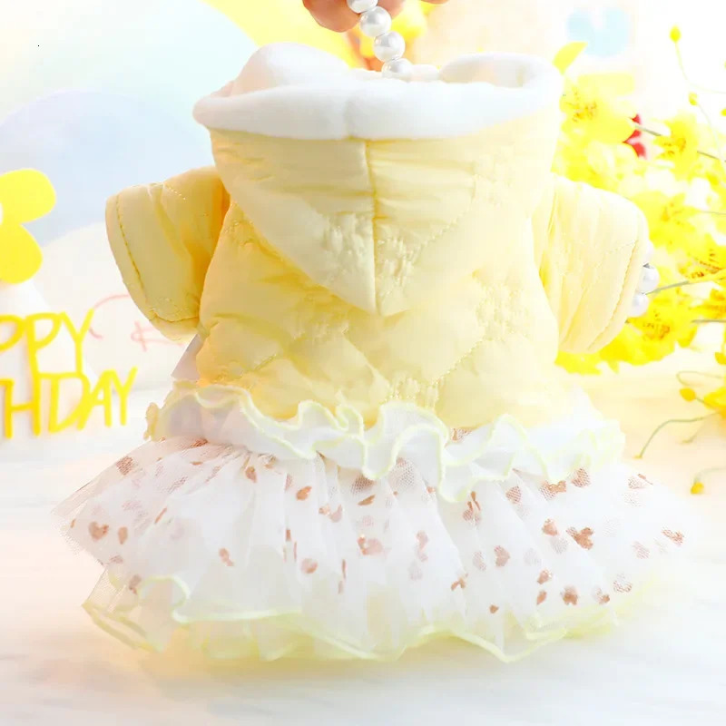 Llypop Pet Winter Clothes Princess Dog Hoodie BubbleSkirt Girl Dog Cat Winter Coat Outfit Clothes 250103