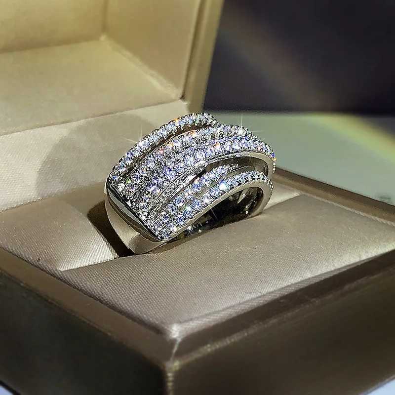 2021 New product hot exaggerated micro-inlaid zircon ring for women 925 silver personality ring full zircon ring jewelry giftXJ250514