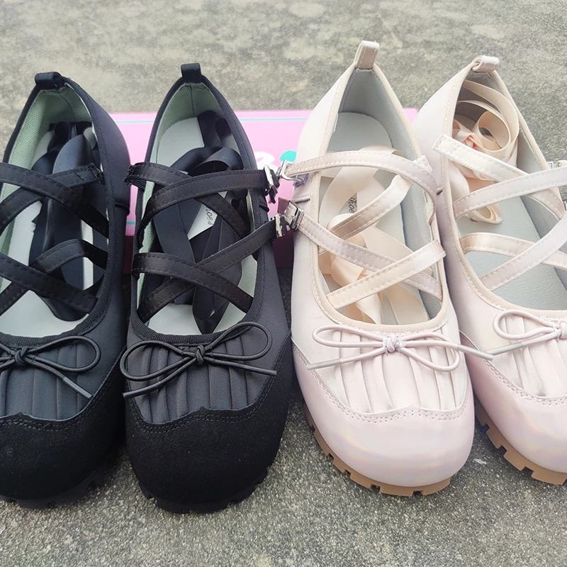 2024 Spring Mary Jane Cross Strap Flats Shoes Women Fashion Elegant Round Toe Ladies Comfort Soft Sole Ballerinas Shoes 250103