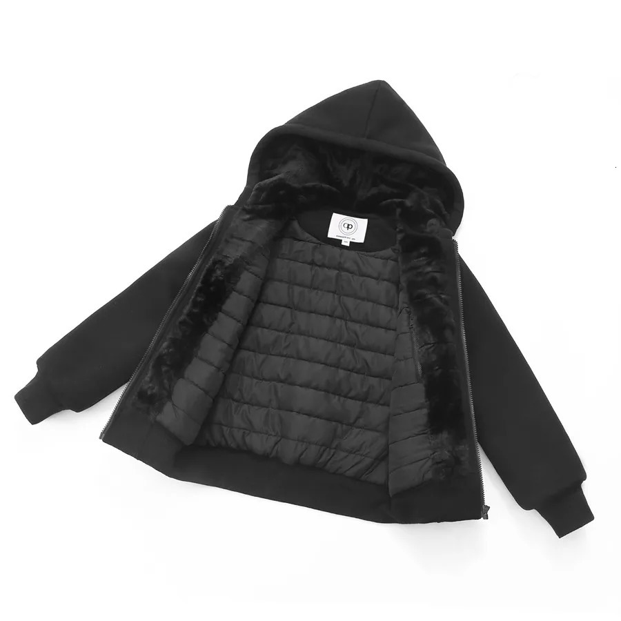 AP Winter Hoodie Childrens sweatshirts two layer thicken teen boys and adult coats warm fur outdoor clothing 241226