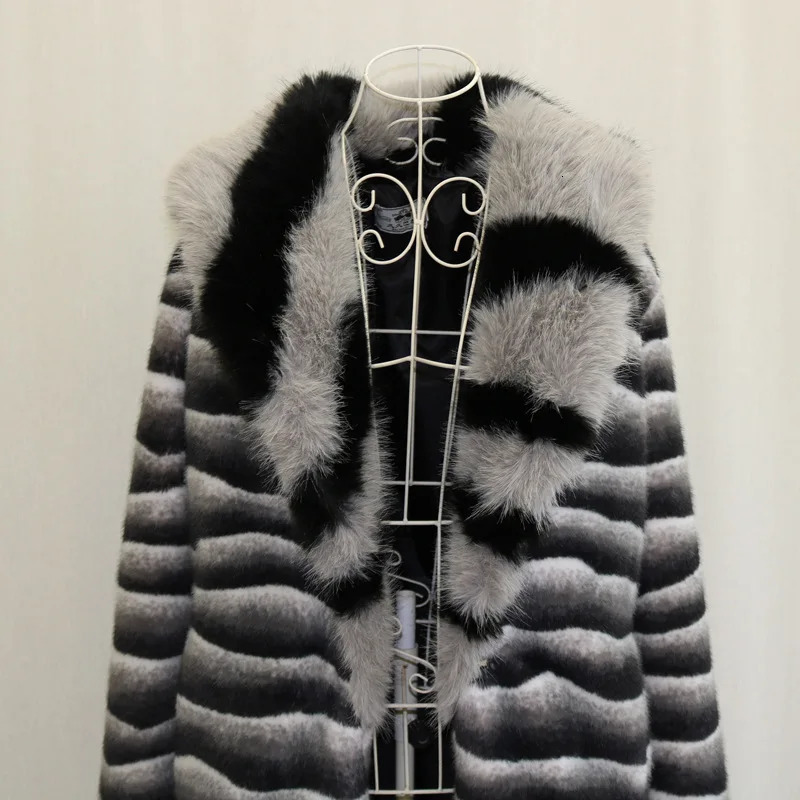 PFHQ Mens Autumn Winter Mink Fur Coat Casual 2024 Contrast Color Long Sleeve Male Overcoat 21Z7155 241227