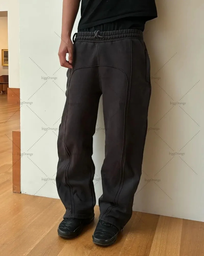 American Retro Personalized Splicing Oversized Sweatpants Men Y2K Harajuku Casual Loose Knitted Pants Punk Street Trend Trousers 250103