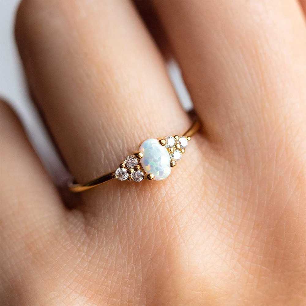 925 Sterling Silver Microinlaid Crystal Opal Womens Wedding Ring 18k Gold Plated Finger Rings US Size 6/7/8 Jewelry GiftXJ250104