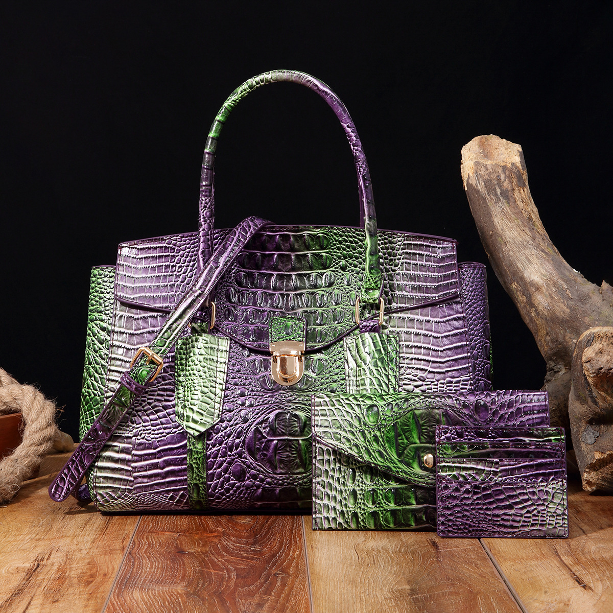 Alligator hot Purses Handbags, Crocodile Leather Wallet - Women's Slanted Bag, Colorful Card Pattern, Casual Trendy Handbag, Lightweight for Dail