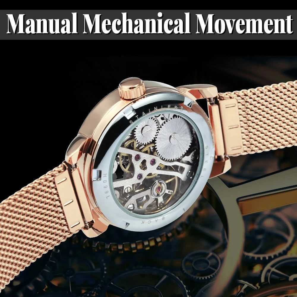 Forsining 99 Fashion Elegant Skeleton for Women New Luxury Factory Mechanical Wristes Rose Gold Laes W250104