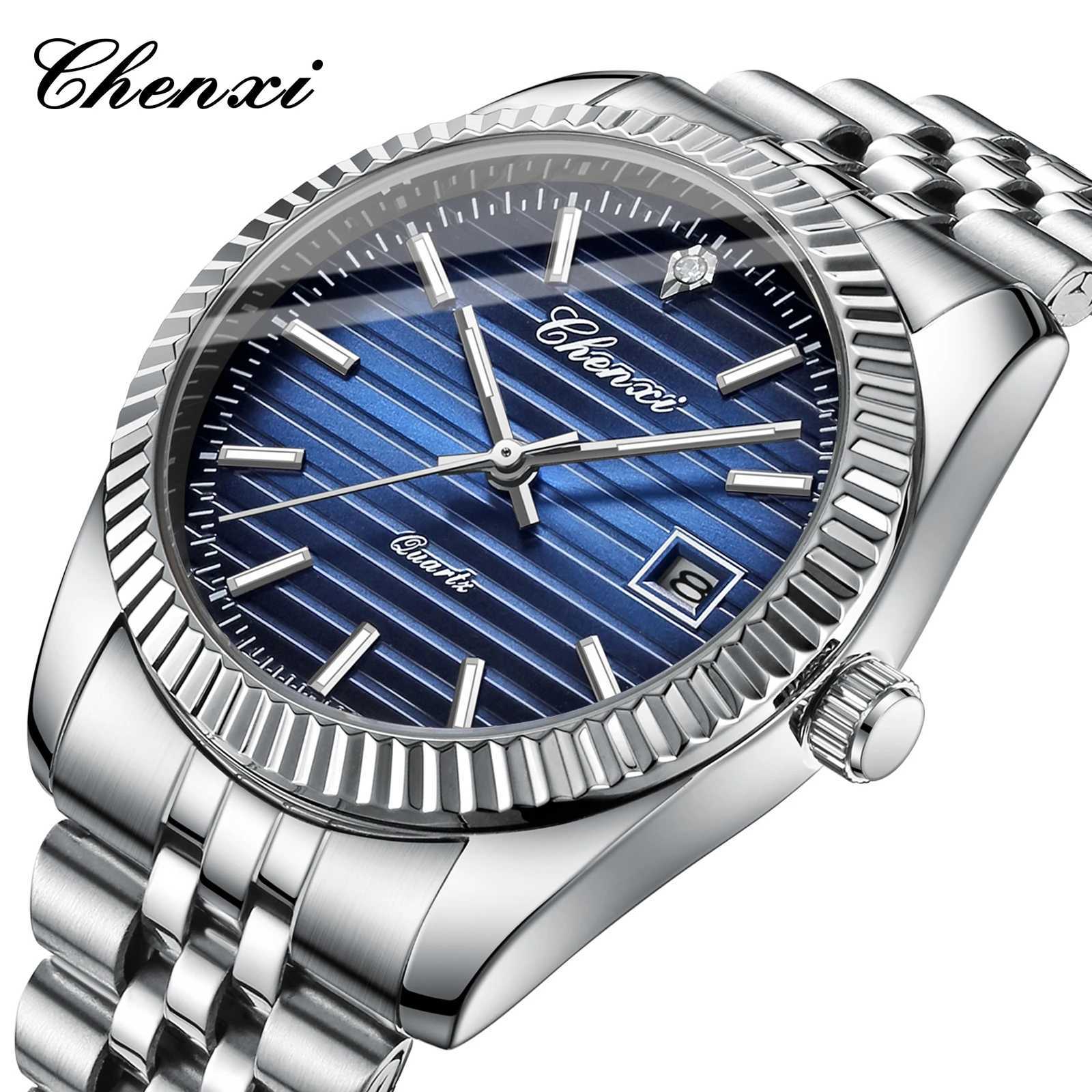 CHENXI 004D Luxury Stainless Steel Mens Waterproof Luminous Date Mens Casual Quartz Mens Watch W250104