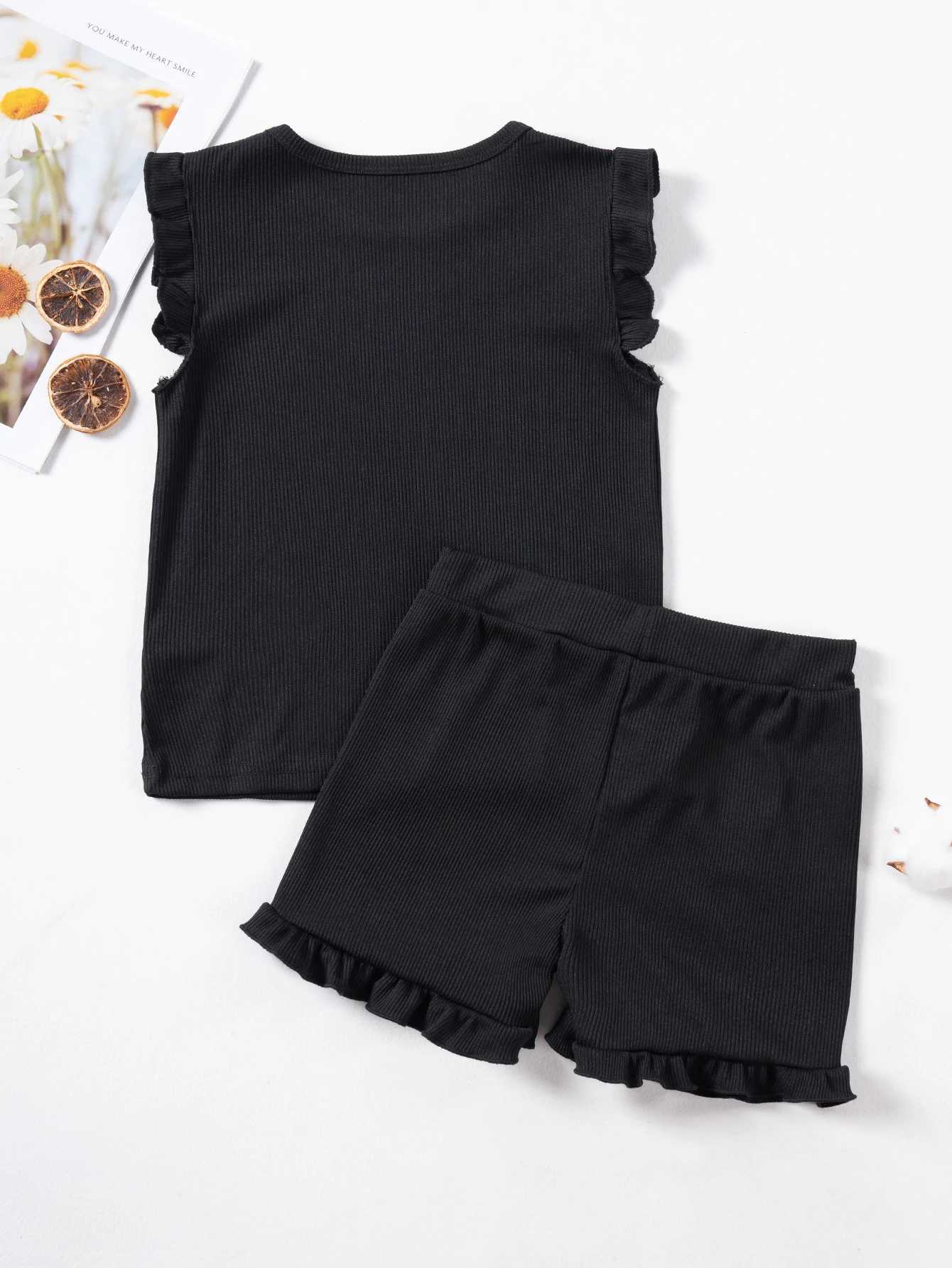 2018 Summer Hot Selling Casual Polyester Girl Cute Tank Top Shorts Solid Color SetXJ250410