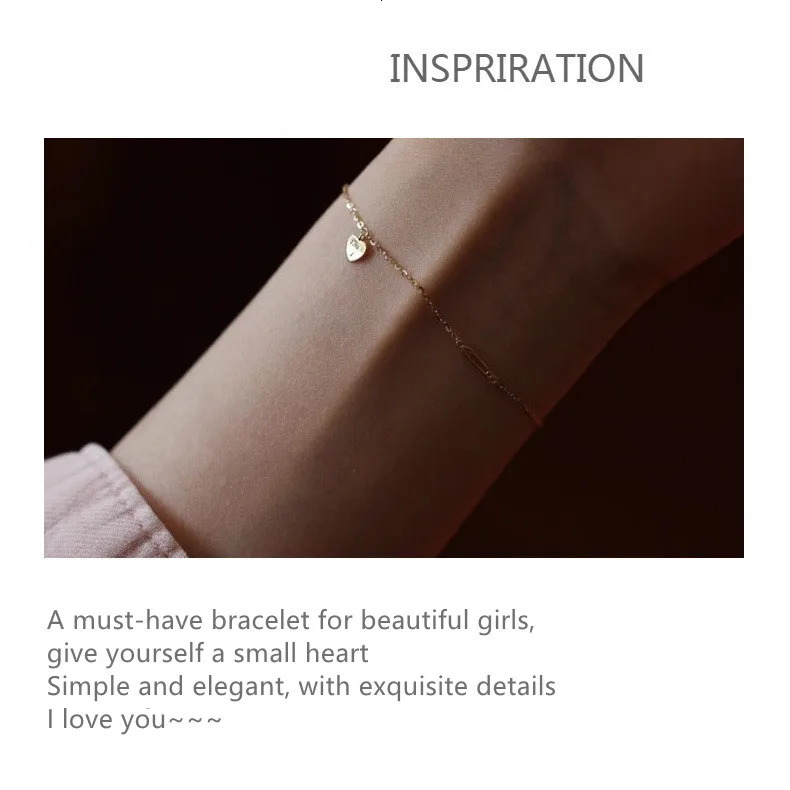 925 sterling silver bracelet believe me love you bracelet heart-shaped exquisite chain bracelet fashionable minimalist accessories gift 250102